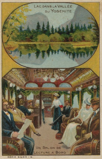 Lake in Yosemite Valley and a Reading Room on a Ship by European School