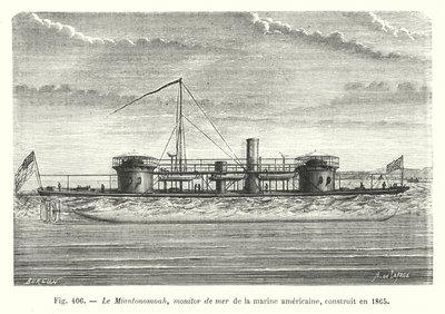 The Miantonomoah, American Navy Sea Monitor, Built in 1865 (engraving) by European School