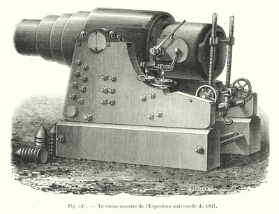 The Monster Cannon of the 1867 Universal Exposition (engraving) by European School