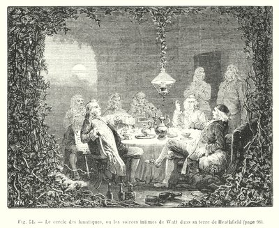 The Circle of Lunatics, or the Intimate Evenings of Watt at His Heathfield Estate (engraving) by European School