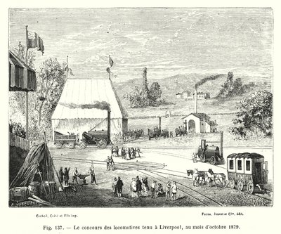 The Locomotive Contest Held in Liverpool, October 1829 (engraving) by European School