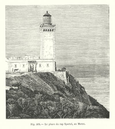 The Lighthouse at Cape Spartel, Morocco (engraving) by European School