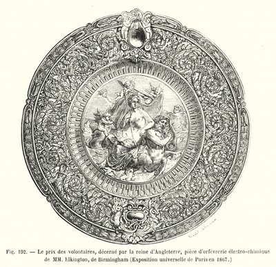 The Prize of the Volunteers, Awarded by the Queen of England, Electrochemical Goldsmith Piece by MM Elkington, Birmingham, Universal Exhibition of Paris in 1867 by European School