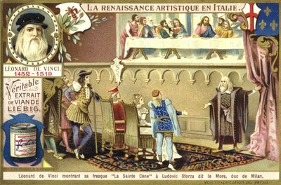 Leonardo da Vinci showing his fresco of the Last Supper to Ludovico Sforza, Duke of Milan by European School