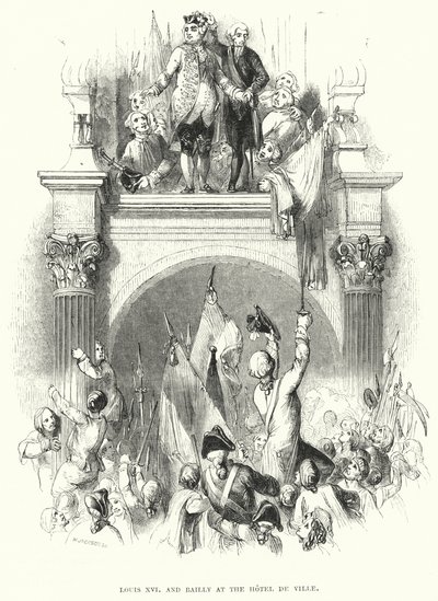 Louis XVI and Bailly at the Hotel de Ville by European School