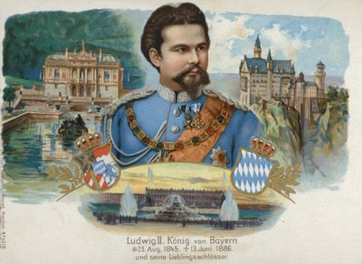 Ludwig II, King of Bavaria, and his favourite castles by European School