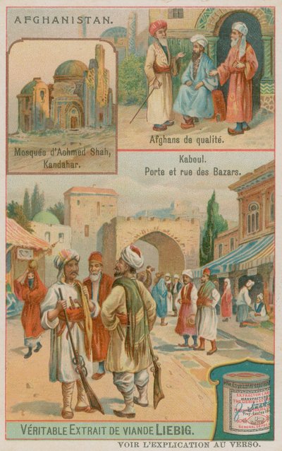 Mausoleum of Ahmad Shah Durrani in Kandahar, Wealthy Afghans and a View of the Gate and Bazaars of Kabul by European School