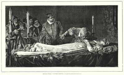 Michelangelo honouring the dead body of Vittoria Colonna by European School