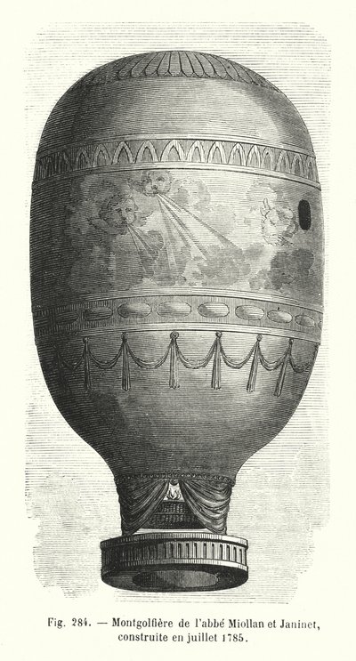 Montgolfier by Abbe Miollan and Janinet, Built in July 1785 (engraving) by European School