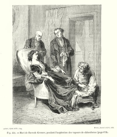 Death of Hannah Greener during Inhalation of Chloroform Vapors (engraving) by European School