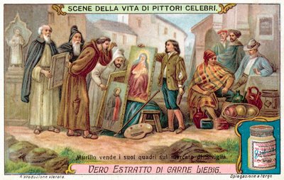 Murillo Selling His Paintings in the Market of Seville by European School