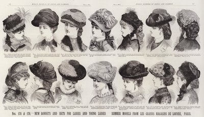 New Bonnets and Hats for Ladies and Young Ladies; Summer Models from Les Grands Magasins Du Louvre, Paris by European School