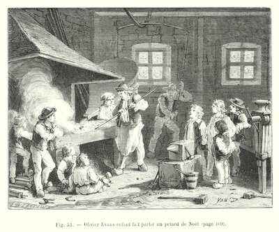 Olivier Evans as a Child Setting Off a Christmas Firecracker (engraving) by European School