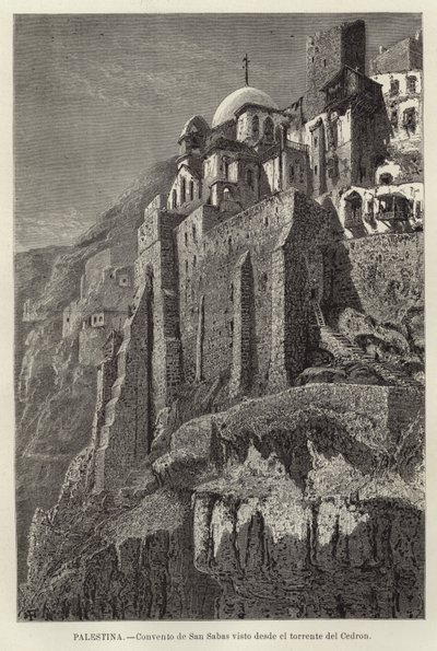 Palestine, Monastery of Saint Sabas Viewed from the Kidron Stream by European School