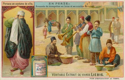 Persian Man in Street Clothes and a Band of Trumpeters and Drummers by European School