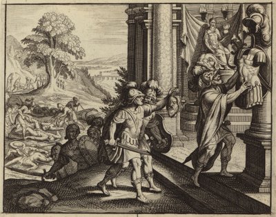 Philistines putting the head of Saul in the temple of their god Dagon by European School