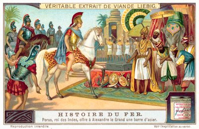 Porus, King of the Pauravas, offering Alexander the Great a bar of steel by European School