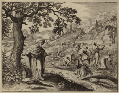 Ruth Meeting Boaz While Gleaning in His Field by European School
