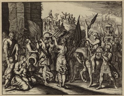Saul Accompanying David with the Head of Goliath by European School