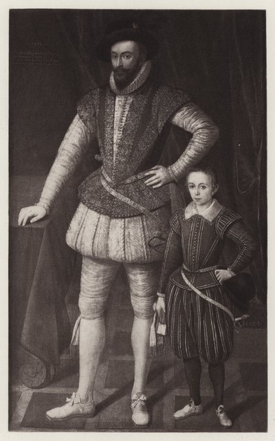 Sir Walter Raleigh and his Son by European School