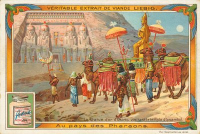 Statue of Osiris Visiting the Temple of Ipsambul, Liebig Card, Early 20th Century by European School