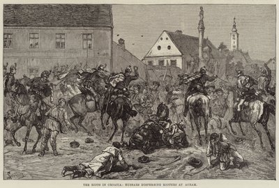 The Riots in Croatia, Hussars dispersing Rioters at Agram by European School