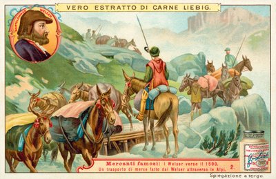 Transportation of goods made by Bartolomeus Welser across the Alps by European School