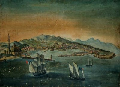 View of a Port with a Lighthouse on a Promontory, c.1800 by European School