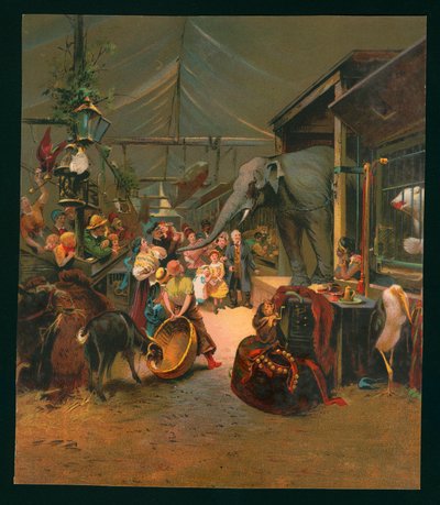 Visitors to a menagerie by European School