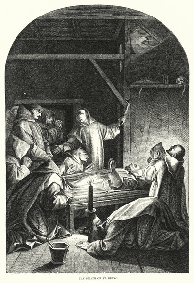 The Death of St Bruno (engraving) by Eustache (after) Le Sueur