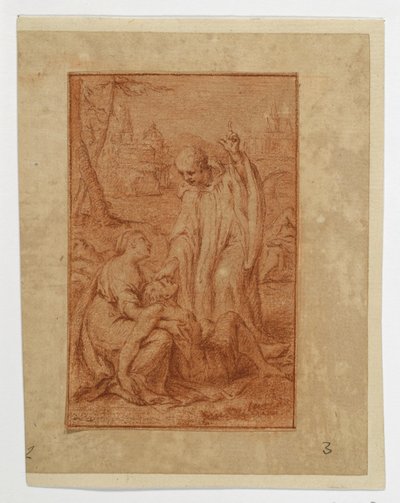 A Saint Heals a Sick Man or Raises a Dead Man (?) by Eustache Le Sueur