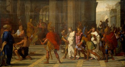 Saint Gervais and Saint Protais Brought Before Astasius, Refuse to Sacrifice to Jupiter by Eustache Le Sueur