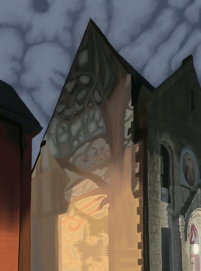 Shadow of Trees on Building by Evan Sklar