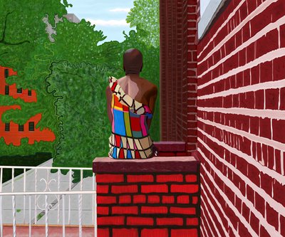 Woman Sitting in Crown Heights, Summer by Evan Sklar