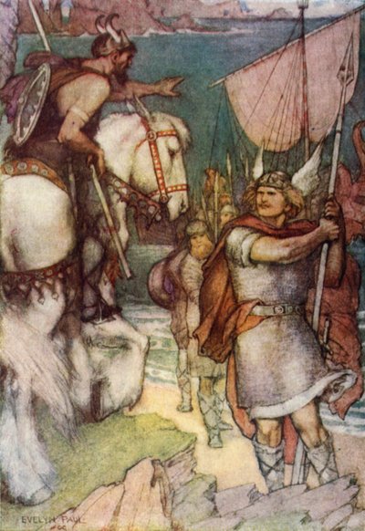 The warden challenges Beowulf by Evelyn Paul