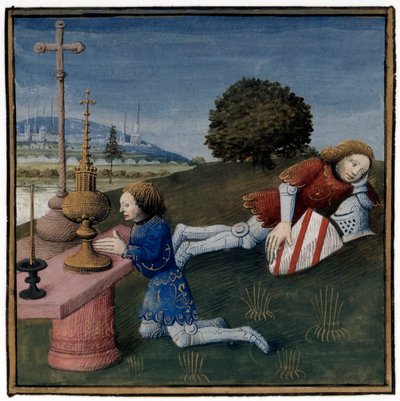 Arthurian Legend: Lancelot Sleeping While the Holy Grail Appears to Another Knight by Everard de Espinques