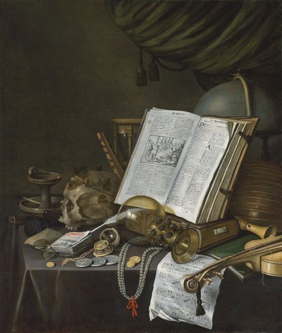 Still Life with Coins and Other Objects on a Table by Evert Collier