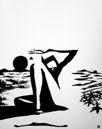Seated Figure Desert Horizon by Ezekiel Y.D. Schmitt