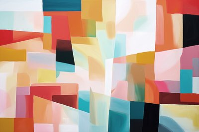 Abstract Geometric Painting for Hall Wall Decor in Warm Colors by F. Abderrahim