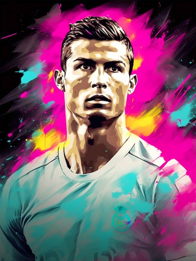 Abstract acrylic painting, Cristiano Ronaldo on canvas by F. Abderrahim