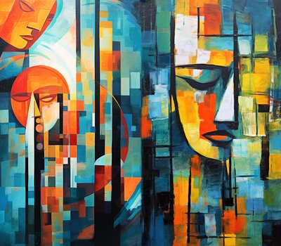 Abstract Figurative Colorful Painting, Printable Digital Art by F. Abderrahim