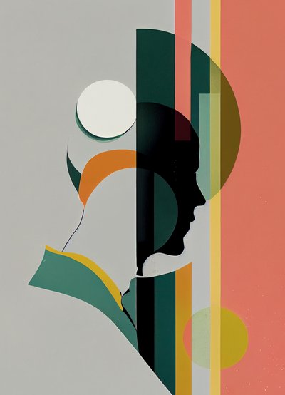 Abstract minimalist man portrait, beautiful colors by F. Abderrahim