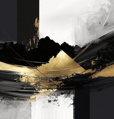 Abstract Textured Layered Black & Gold, Wall Art by F. Abderrahim