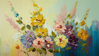 Antique Flowers in Vase, Abstract Floral by F. Abderrahim