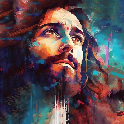 Beautiful face of Jesus Christ, abstract portrait by F. Abderrahim