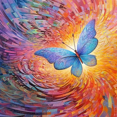 Butterfly abstract colorful painting, Generative AI Metamorphosis by F. Abderrahim