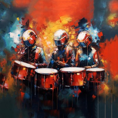 Group of musicians drummers playing drums, rock music by F. Abderrahim