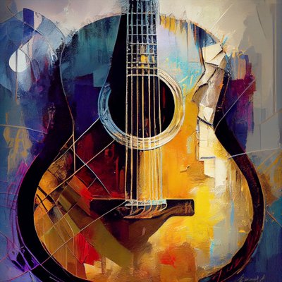 Guitar Abstract Painting by F. Abderrahim