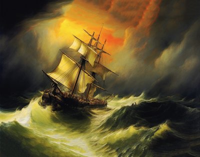 Ship in a Storm at Sea by F. Abderrahim