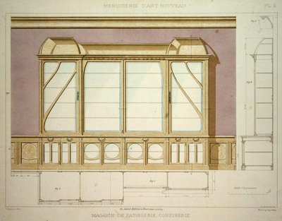 Design for a pastry shop display cabinet, illustration from 